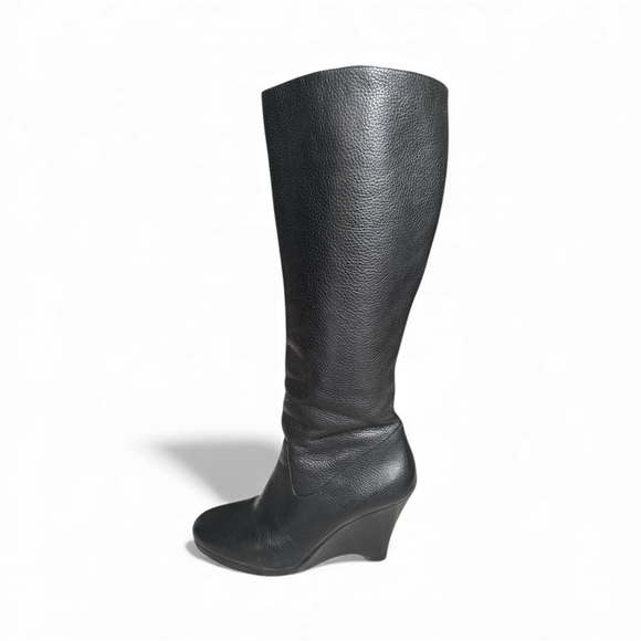 Banana Republic Shoes - Banana Republic Black Pebbled Leather Knee High Wedge Boots Made in Brazil